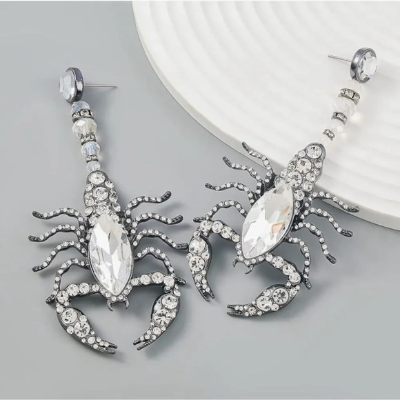 Zara Scorpion Crystal Drop Earrings - Picture 5 of 13